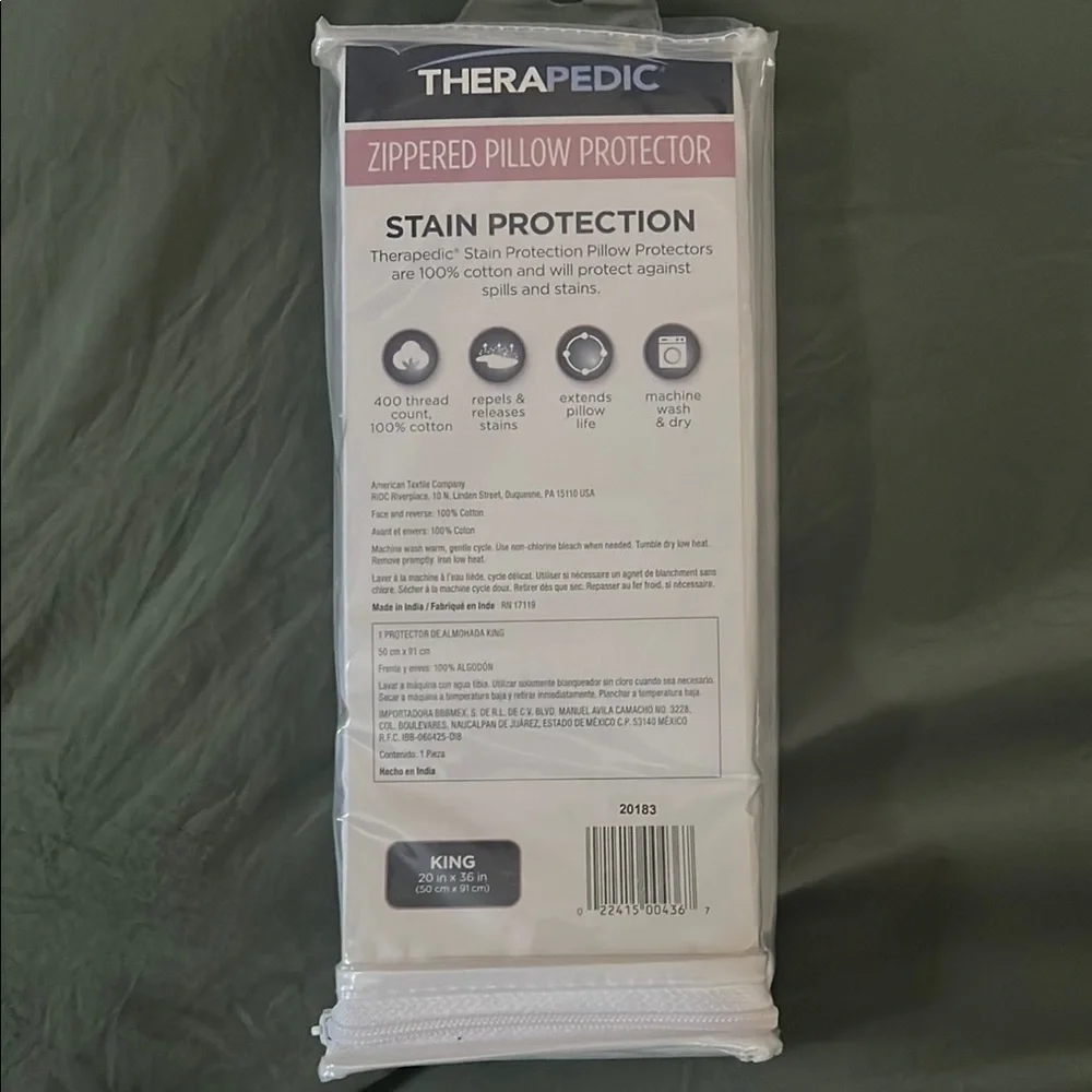 Therapeutic White Stain-Resistant Pillow Protector